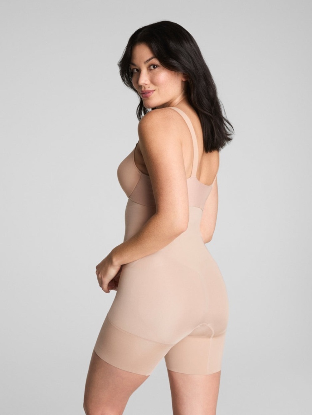 SPANX SMALL High-Waist Nude Shaping Bodysuit Shorts - Picture 3 of 10